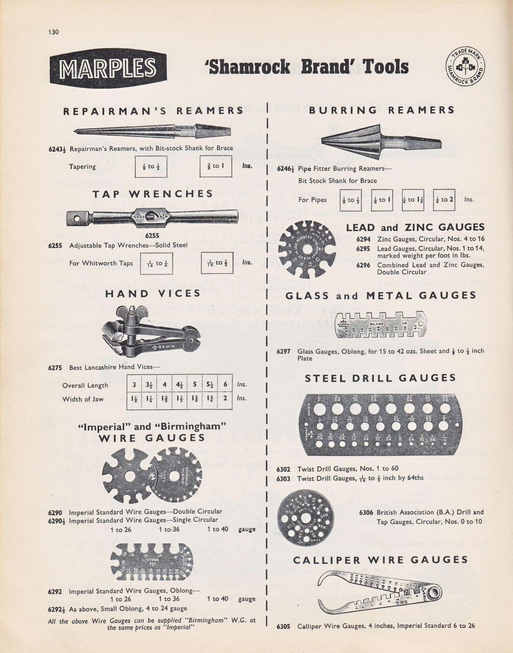 William Marples & Sons, каталог 1959 — стр. 130