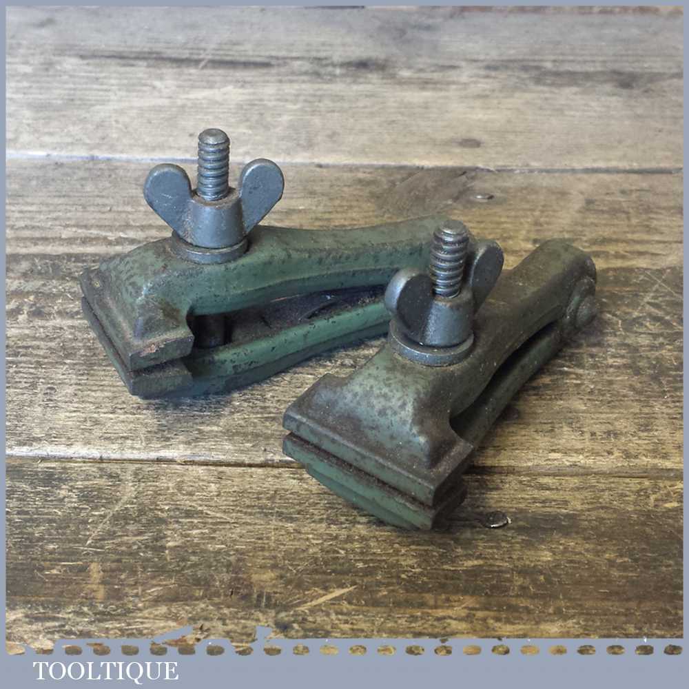 2 No: Vintage Spring Loaded Cast Steel Hand Vices – Good Condition — фото 2