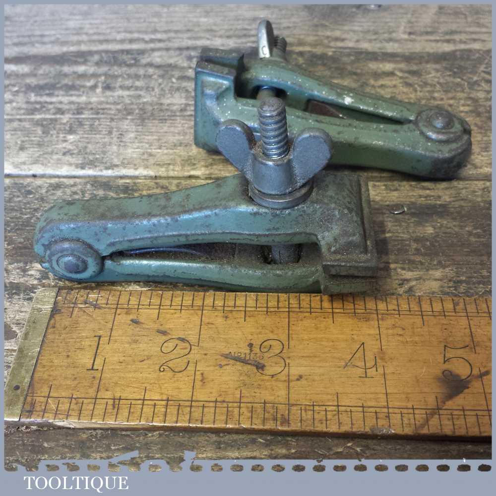 2 No: Vintage Spring Loaded Cast Steel Hand Vices – Good Condition — фото 3
