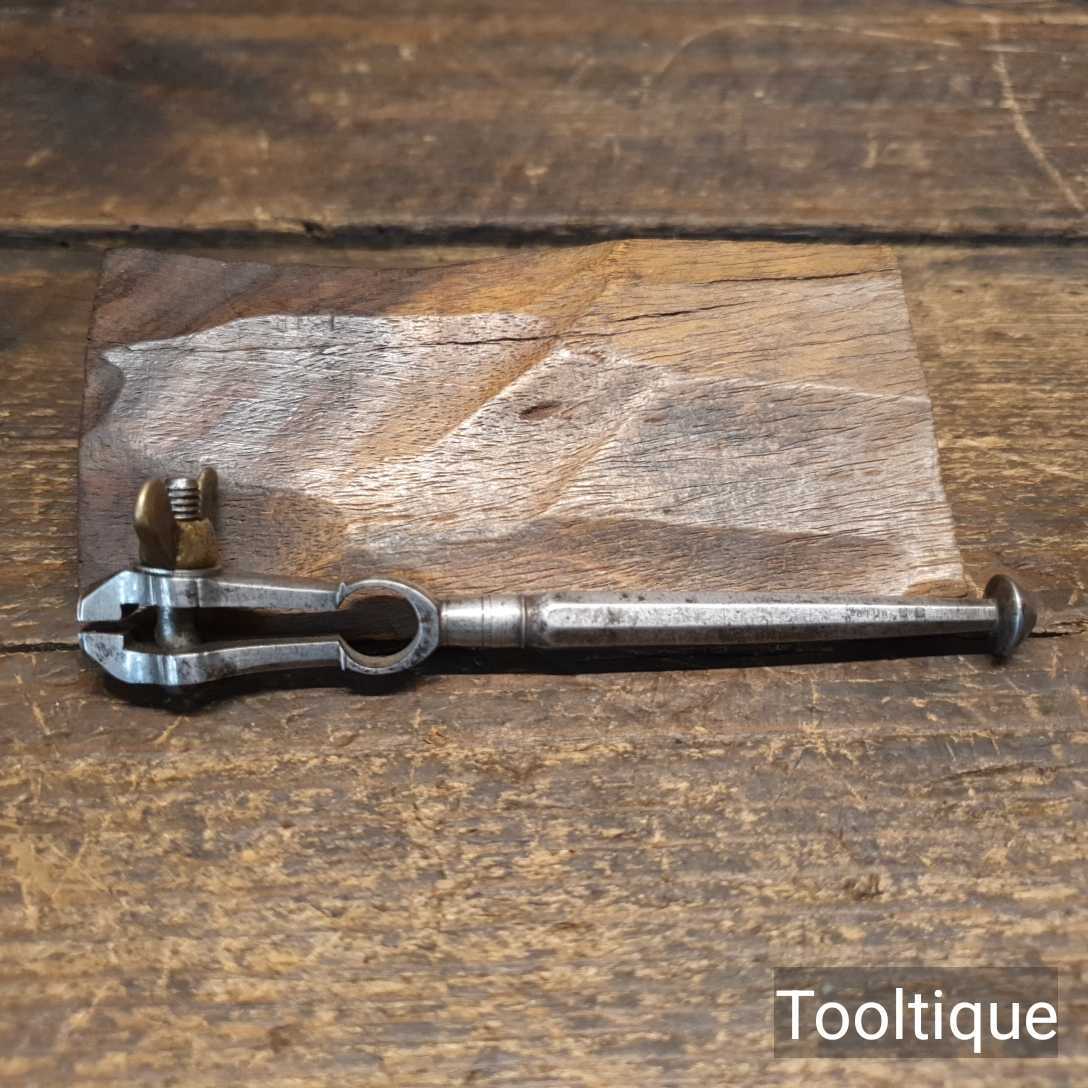 Antique Stubs Clockmakers Cast Steel Hand Vice with Brass Wing Nut Adjuster — фото 1