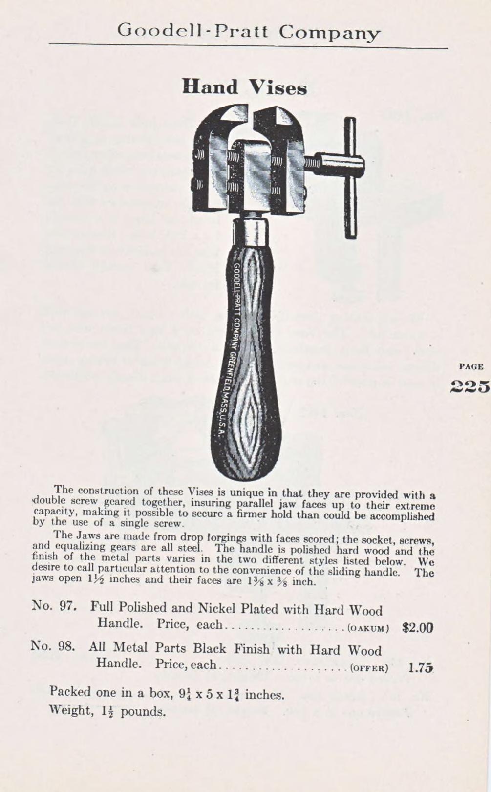 Goodell-Pratt Company, каталог № 11, 1913 год, стр. 224–225