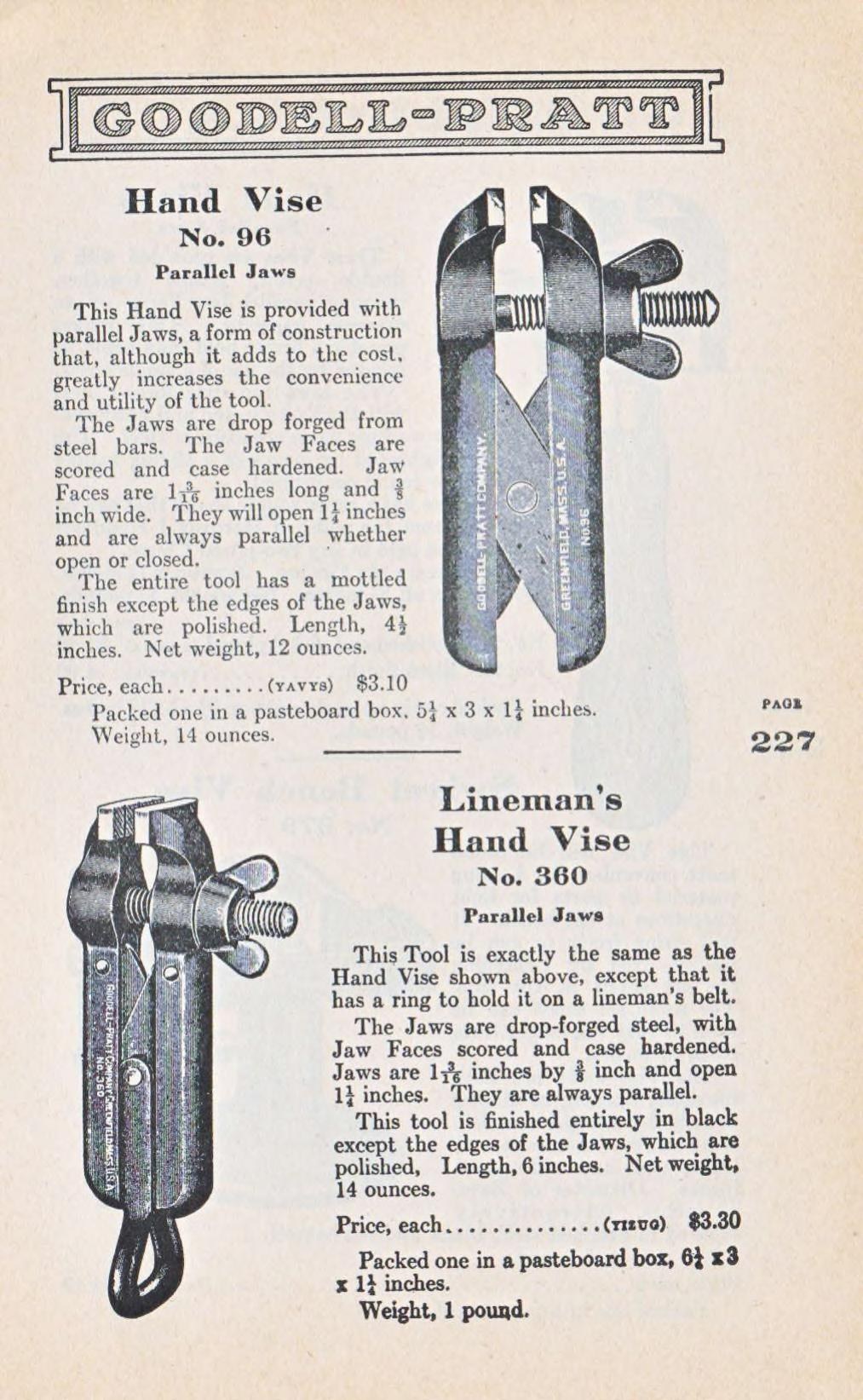 Goodell-Pratt Company, каталог № 16, 1926 год, стр. 227–228