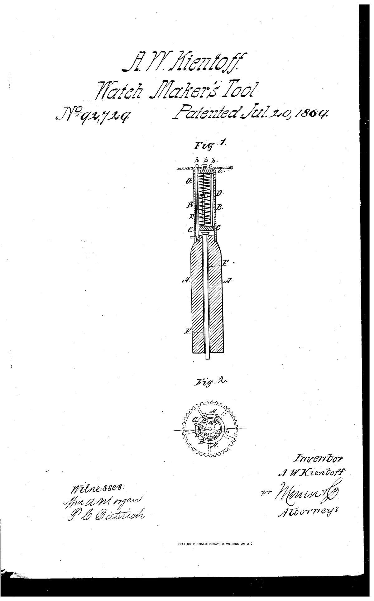 Патент США 92,729 — A. W. Kientoff — Watch Maker’s Hand Vise