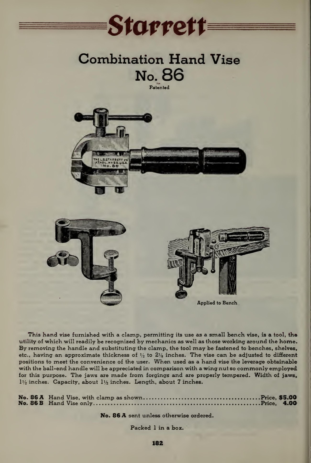L. S. Starrett Company, каталог № 26, 1938 год, стр. 182
