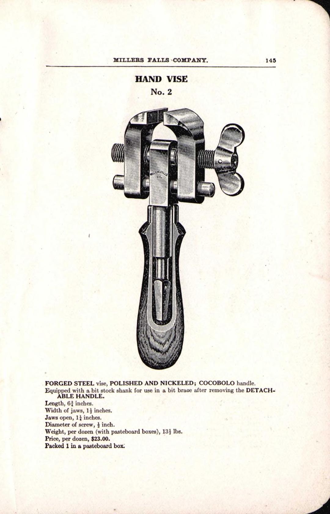 Millers Falls Company, «Catalogue H», 1912 год, стр. 144–146