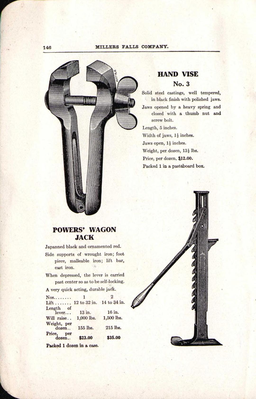 Millers Falls Company, «Catalogue H», 1912 год, стр. 144–146