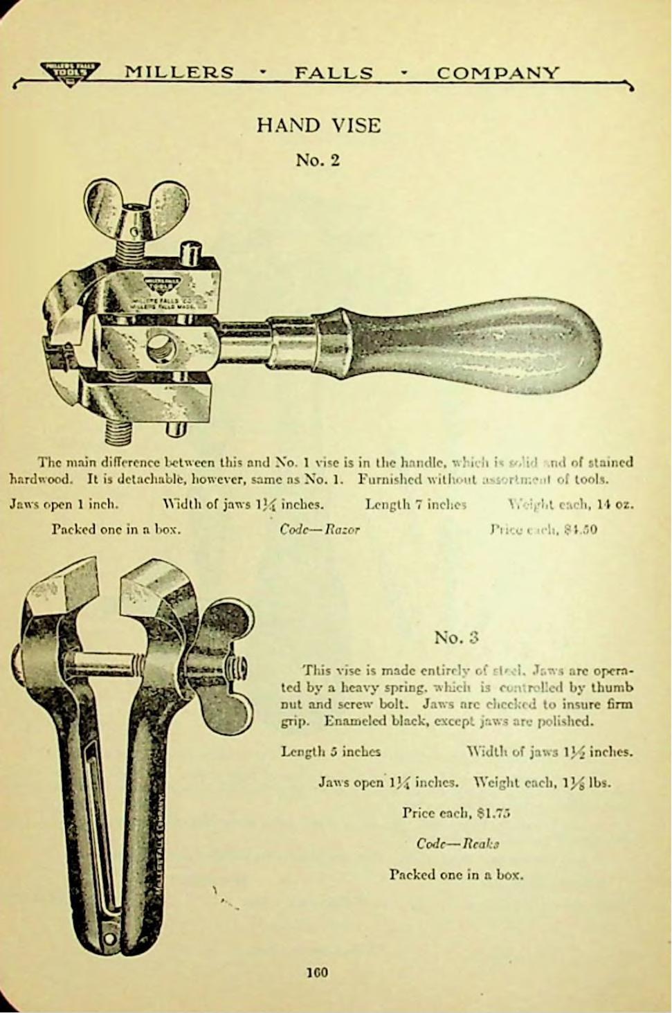 Millers Falls Company, каталог № 40, 1929 год, стр. 159–160